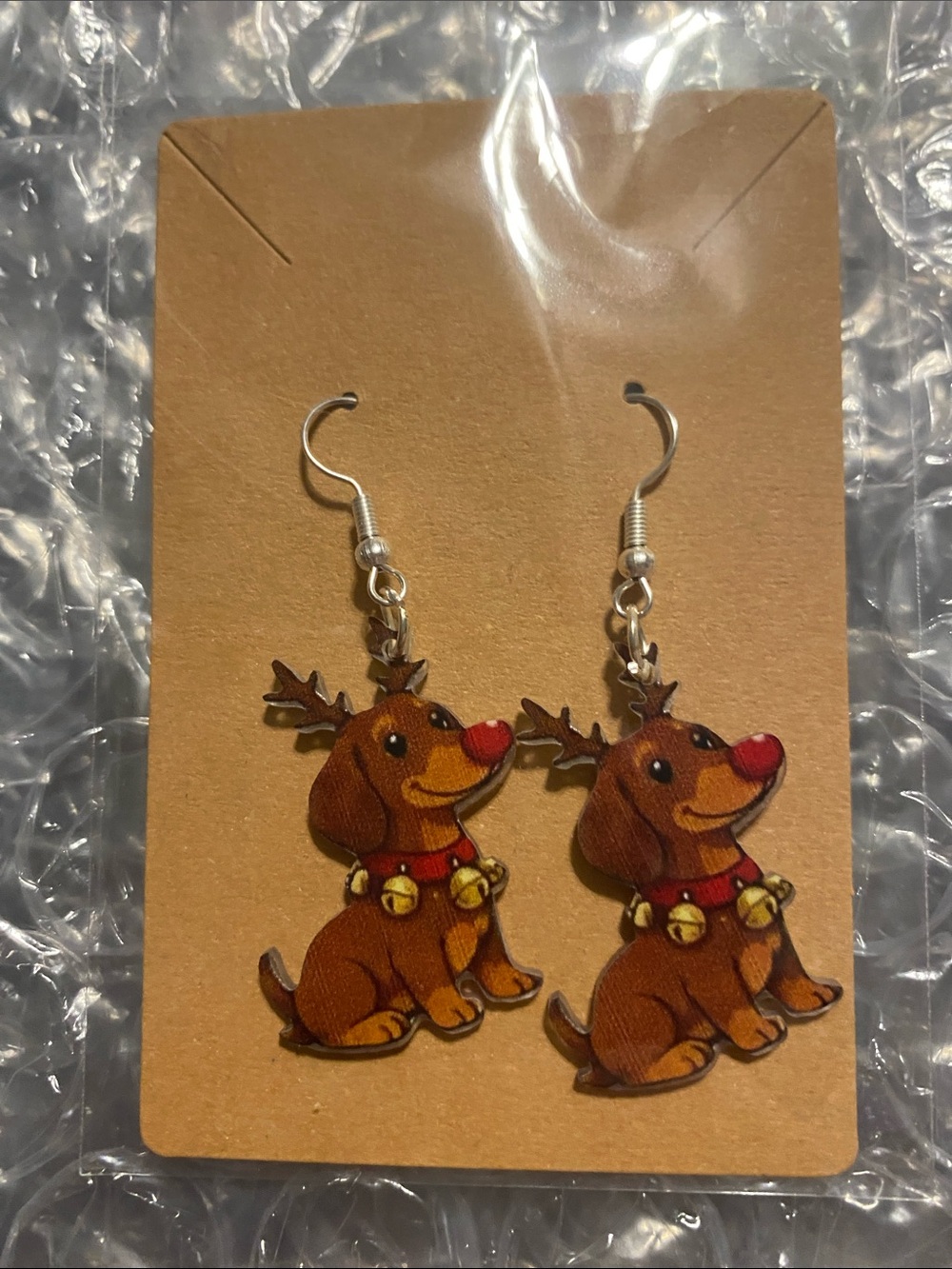 Festive Brown Reindeer Dog Earrings - Holiday Pet Lover Accessory